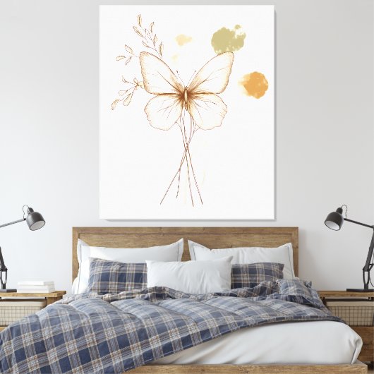 Delicate Butterfly Wall Art Canvas Afdruk (Insitu (Slaapkamer))
