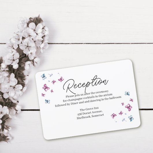 Delicate Butterfly Wedding Receptie Kaart