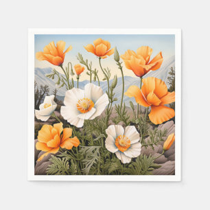 Delicate California Poppy Floral Servet