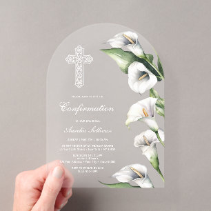 Delicate Calla Lelie Boog Bevestiging Acryl Uitnodigingen