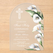 Delicate Calla Lilies Arch First Communion Acryl Uitnodigingen (Voorkant)