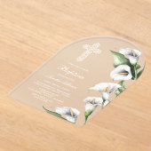 Delicate Calla-lilies Boog Doop Acryl Uitnodigingen (Laagn)