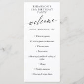 Delicate Calligraphy Birthday Party Programme Programmakaart (Voorkant)