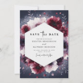 Delicate Calligraphy Bourgogne bruiloft Save The Date (Voorkant)