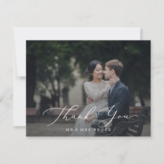 Delicate Calligraphy Dark Photo Overlay Bedankkaart (Voorkant)