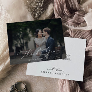 Delicate Calligraphy Dark Photo Overlay Bedankkaart