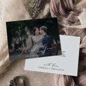 Delicate Calligraphy Dark Photo Overlay Bedankkaart