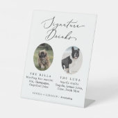 Delicate Calligraphy Dog Photo Signature Drinken Reclamebord Met Voetstuk (Voorkant)