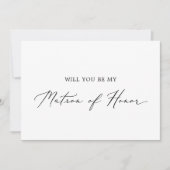 Delicate Calligraphy Matron of Honor Proposal Card Kaart (Voorkant)