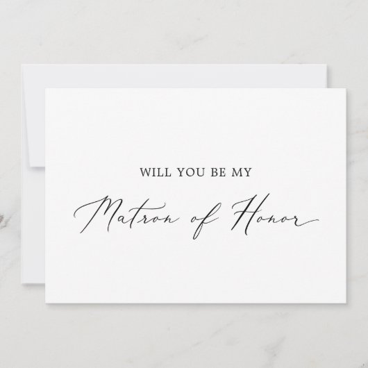 Delicate Calligraphy Matron of Honor Proposal Card Kaart (Voorkant)