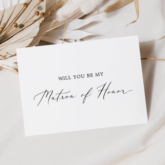 Delicate Calligraphy Matron of Honor Proposal Card Kaart