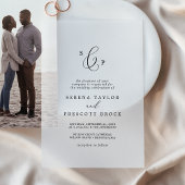 Delicate Calligraphy Monogram Elegant Trouwen Vellum Uitnodigingen