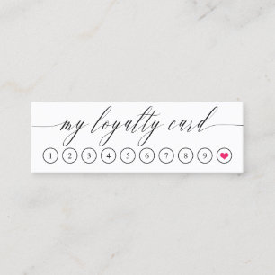 Delicate Calligraphy Pink Heart Loyalty Kaart