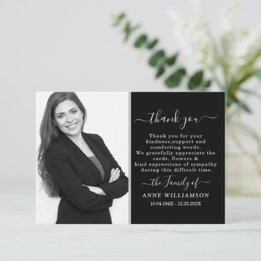 Delicate Calligraphy Script Funeral Hartelijk dank Bedankkaart (Staand voorkant)