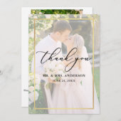 Delicate Calligraphy Wedding 2 foto goud overlay Bedankkaart (Voorkant / Achterkant)