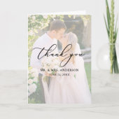 Delicate Calligraphy Wedding 2 Photo Overlay Fold Bedankkaart (Voorkant)