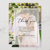 Delicate Calligraphy Wedding Gold Lijst Overlay Bedankkaart (Voorkant / Achterkant)
