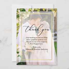 Delicate Calligraphy Wedding Gold Lijst Overlay Bedankkaart
