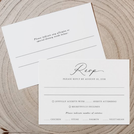 Delicate Calligraphy Wedding RSVP Kaart