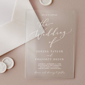Delicate Calligraphy White Modern Classic Wedding Acryl Uitnodigingen