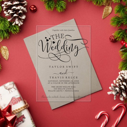 Delicate Calligraphy Witte Acryl bruiloft Uitnodig Acryl Uitnodigingen (Insity (Feestdagen))