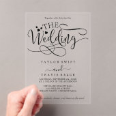 Delicate Calligraphy Witte Acryl bruiloft Uitnodig Acryl Uitnodigingen (Insitu (Draagbaar))