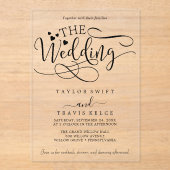 Delicate Calligraphy Witte Acryl bruiloft Uitnodig Acryl Uitnodigingen (Voorkant)