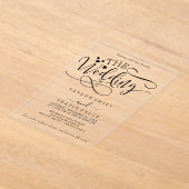 Delicate Calligraphy Witte Acryl bruiloft Uitnodig Uitnodigingen (Laagn)