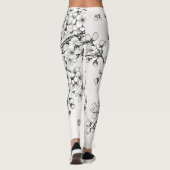 Delicate Cherry Blossom Art in Monochrome Leggings (Achterkant)