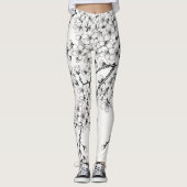Delicate Cherry Blossom Art in Monochrome Leggings (Voorkant)