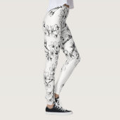 Delicate Cherry Blossom Art in Monochrome Leggings (Rechts)