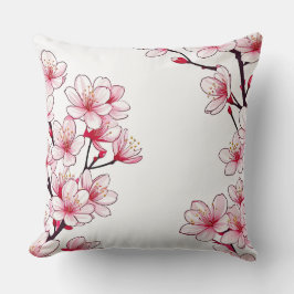 Delicate Cherry Blossom Border - Roze Bloemen Kussen