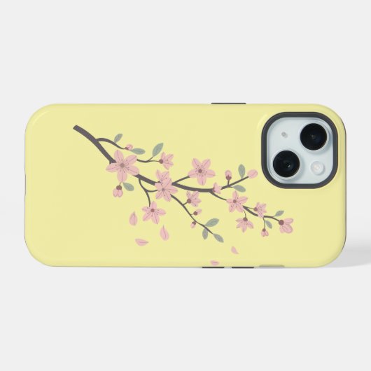 Delicate Cherry Blossom Branch Illustration iPhone 15 Case (Achterkant horizontaal)