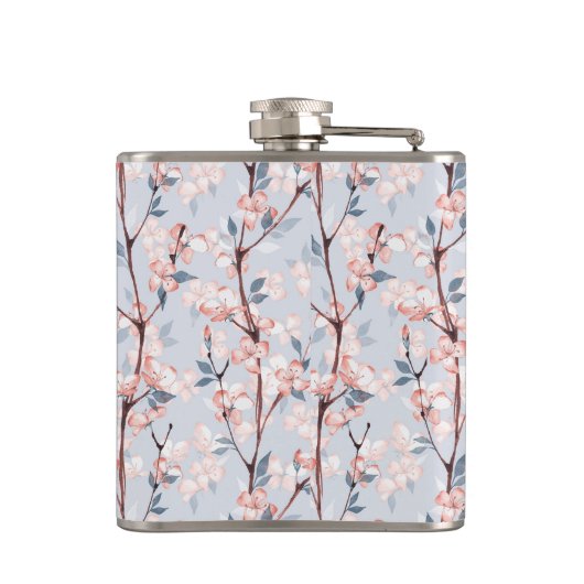 Delicate Cherry Blossom Pattern Heupfles (Achterkant)