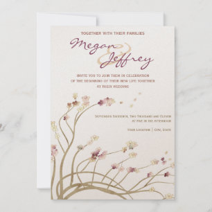 Delicate Cherry Blossom Wedding Invitation Kaart