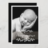 Delicate Chic Foto Vrolijk Kerstfeest Feestdagenkaart (Voorkant / Achterkant)