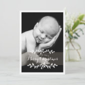 Delicate Chic Foto Vrolijk Kerstfeest Feestdagenkaart (Staand voorkant)