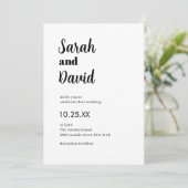 Delicate chic Modern zwart-wit bruiloft Kaart (Staand voorkant)