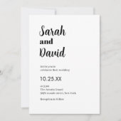Delicate chic moderne zwart-wit bruiloft kaart (Voorkant)