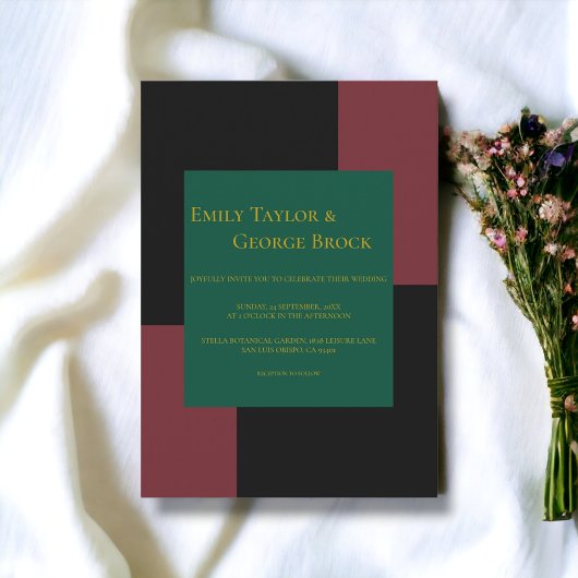 Delicate Chic Retro Kleurrijke formele bruiloft Kaart