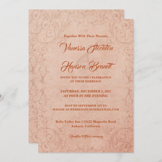 Delicate  chique bruiloft uitnodiging (Voorkant / Achterkant)