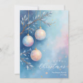 Delicate Christmas Blue Shades Elegant Ornaments Feestdagenkaart (Voorkant)