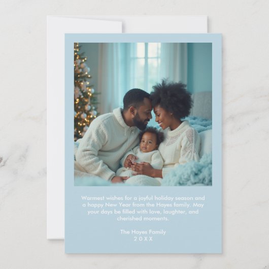 Delicate Christmas Blue Shades Elegant Ornaments Feestdagenkaart (Achterkant)