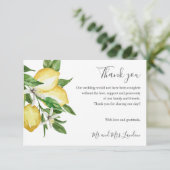 Delicate Citrus en bladeren groen Bruiloft dank u Bedankkaart (Staand voorkant)