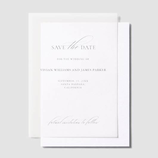 Delicate Classic Wedding Save the Date Kaart Vellum Uitnodigingen (Offset)