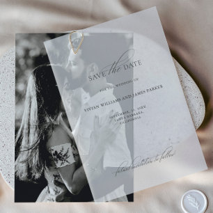 Delicate Classic Wedding Save the Date Kaart Vellum Uitnodigingen