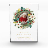 Delicate Classy First Christmas Wreath Baby Photo Fotoblokken (Voorkant)