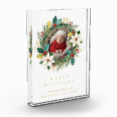 Delicate Classy First Christmas Wreath Baby Photo Fotoblokken (Links)
