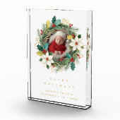 Delicate Classy First Christmas Wreath Baby Photo Fotoblokken (Rechts)