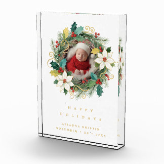 Delicate Classy First Christmas Wreath Baby Photo Fotoblokken